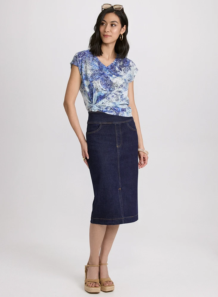 T-shirt chiné à motif paisley