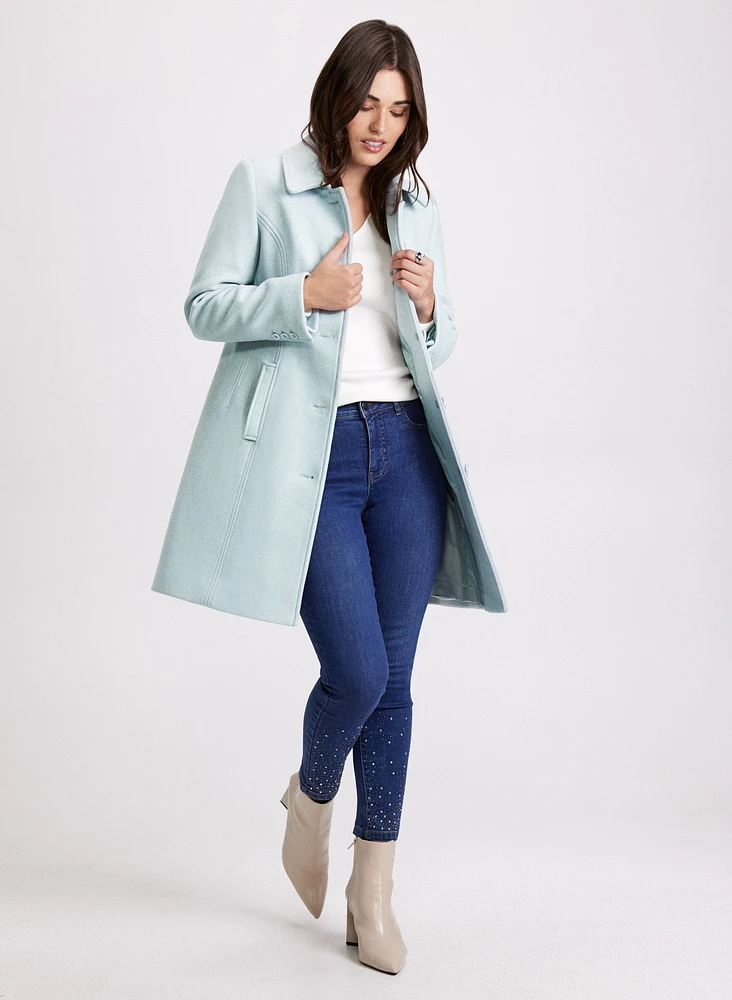 Manteau en mélange de laine à col chemisier