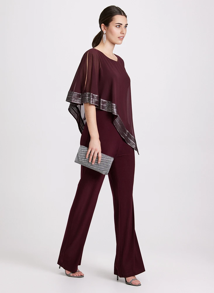 Asymmetric Cape Overlay Jumpsuit