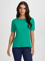 Button Detail Peplum Top