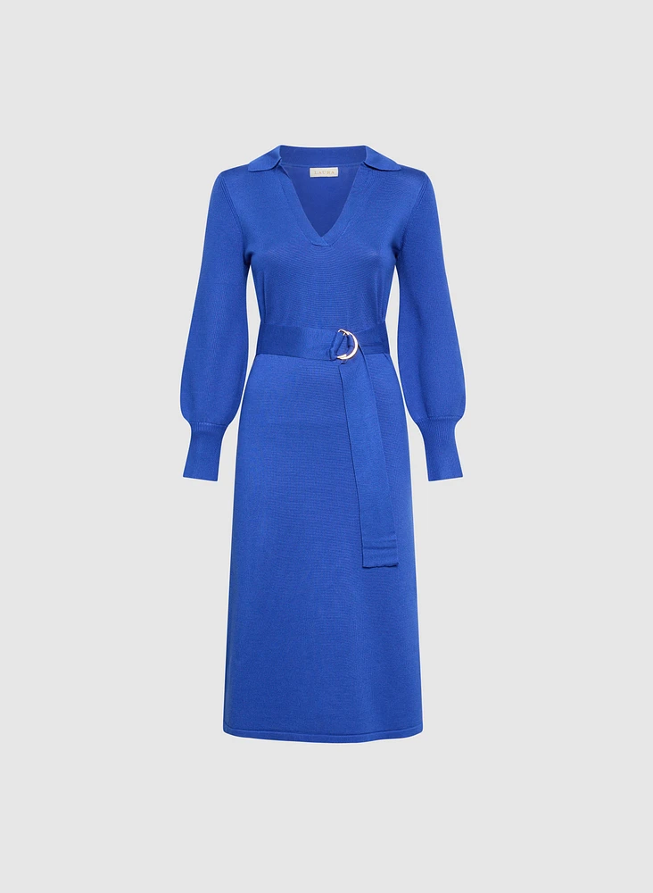 Robe-pull midi à col polo