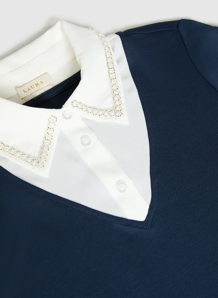 Embellished Illusion Blouse
