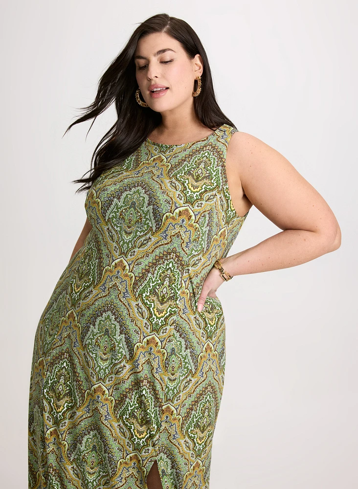 Robe paisley à fente avant