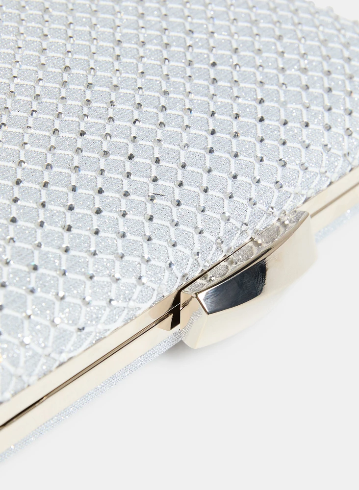 Rhinestone Embellished Box Clutch