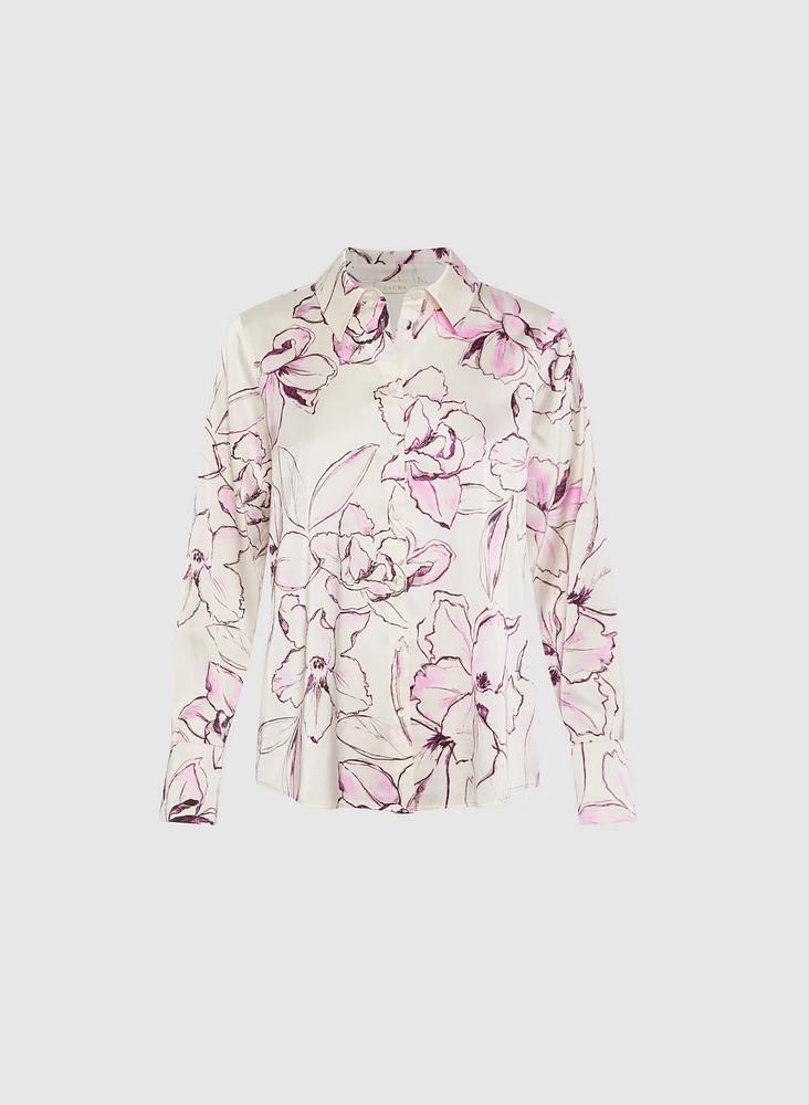 Blouse florale à col chemisier