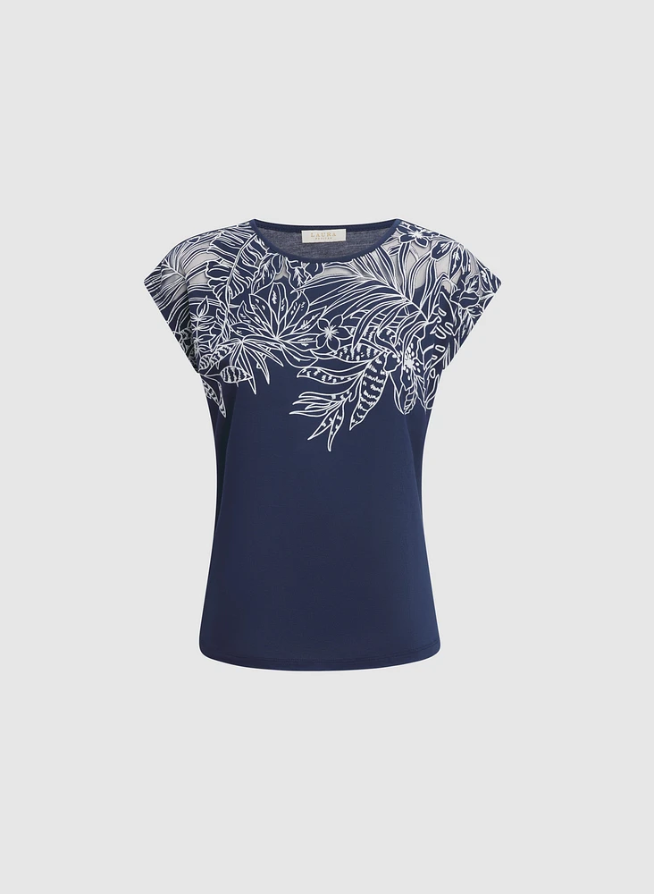 T-shirt à détail en dentelle