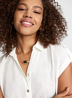 Linen Blend Knotted Blouse