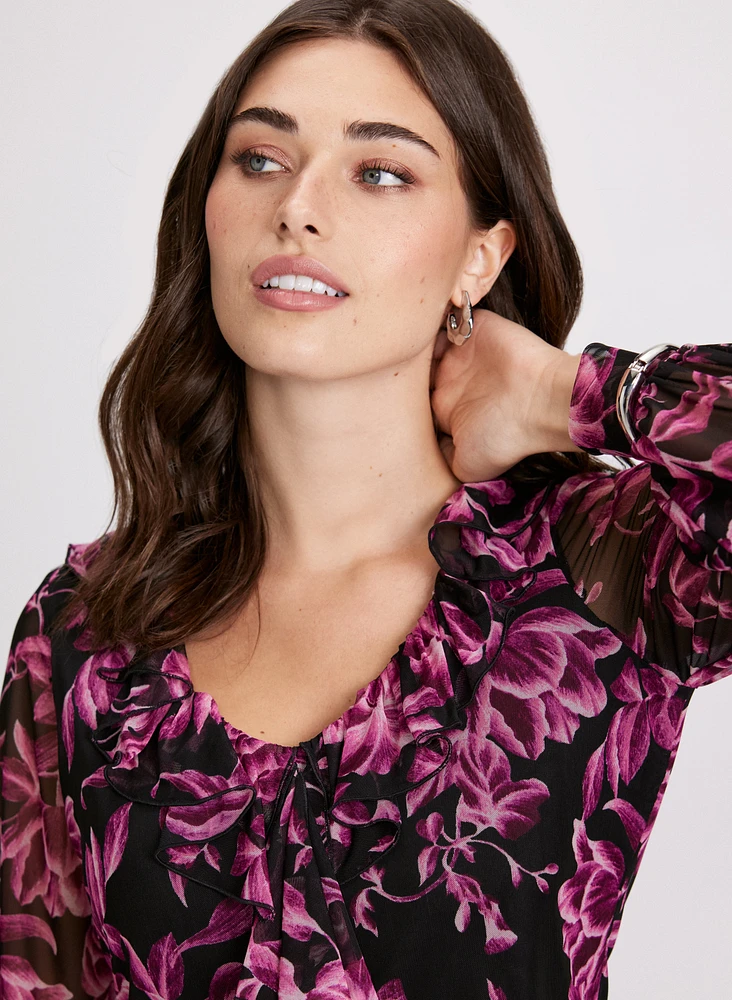 Floral Print Ruffled Top