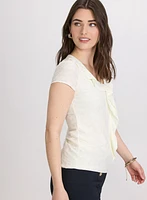 Textured Ruffle Front Top