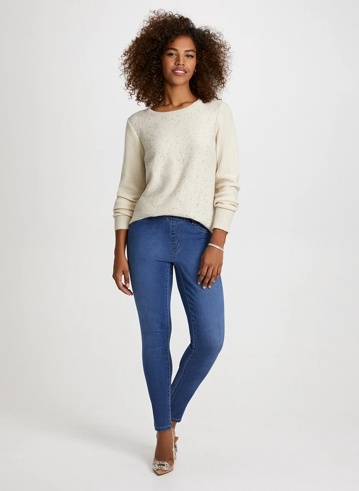 Crew Neck Sweater & Pull-On Jeans