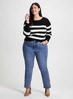 Thick Stripe Sweater & Straight Leg Jeans