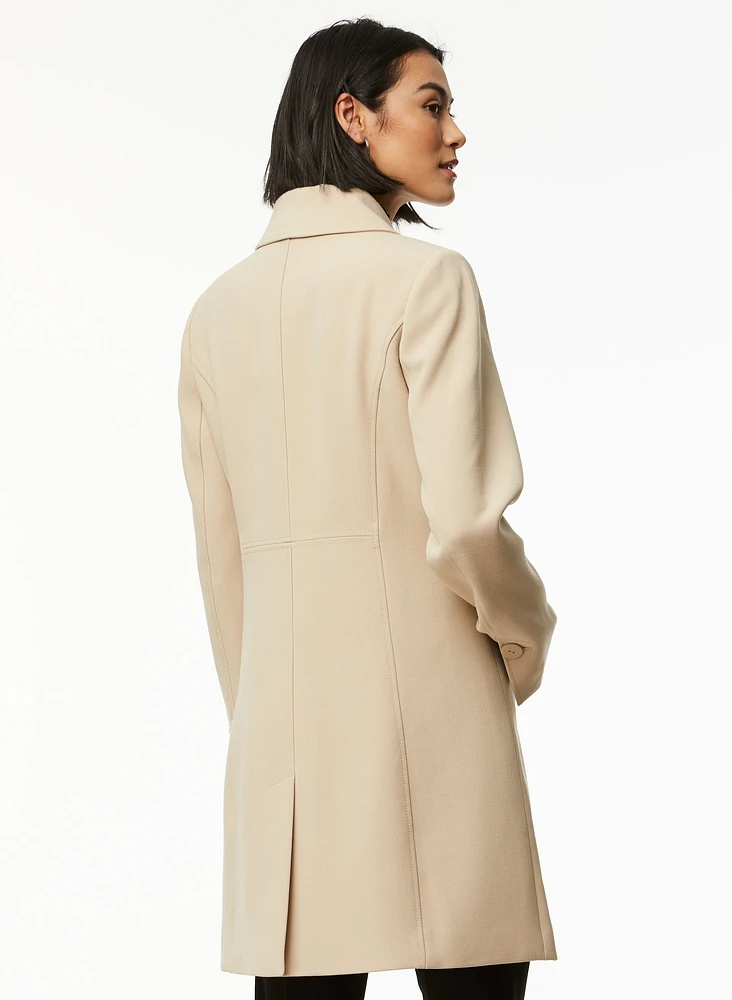 Button Front Tricotine Trench Coat