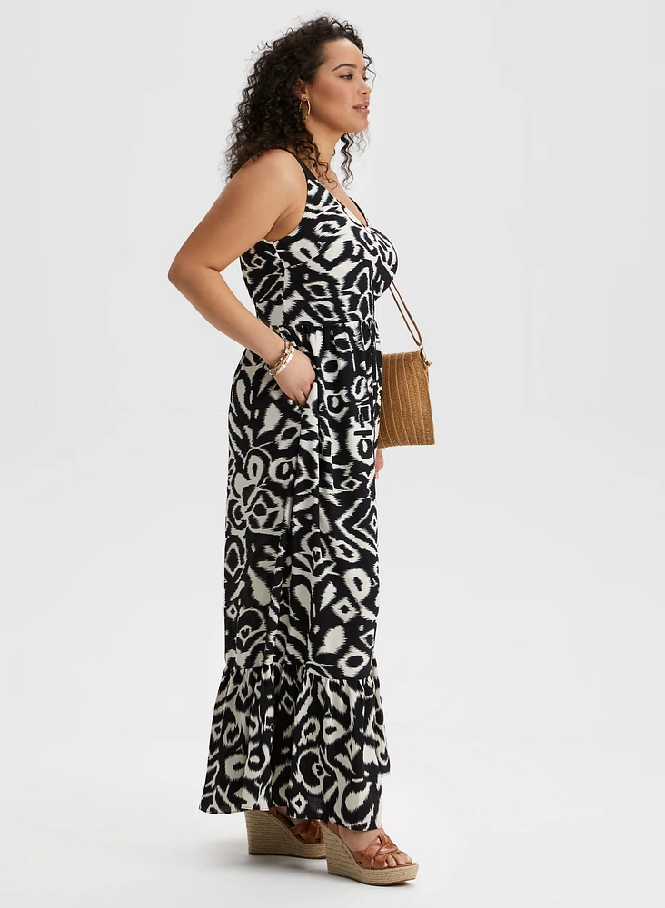 Abstract Print Maxi Dress