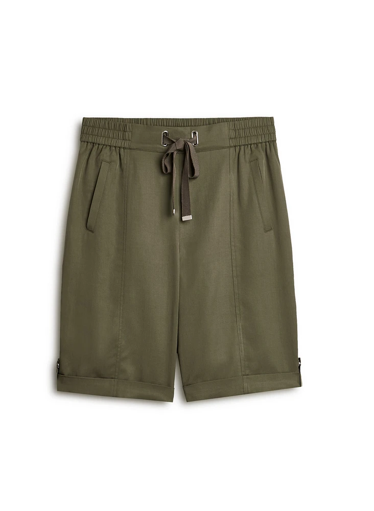Tab Detail Tencel Shorts
