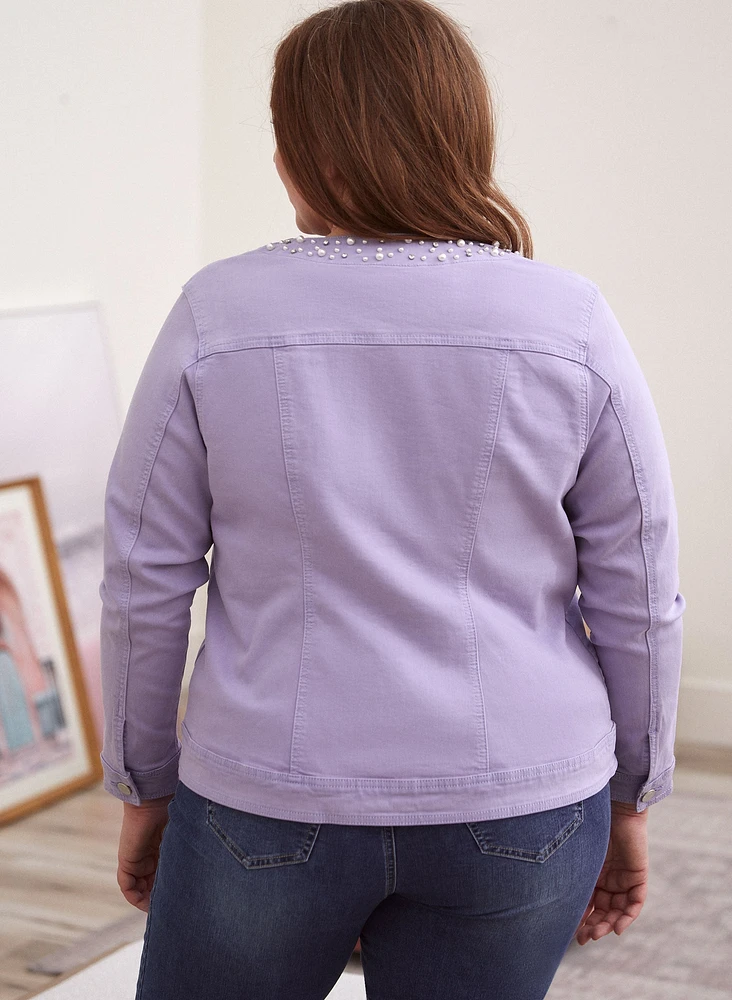 Pearl & Stud Detail Denim Jacket
