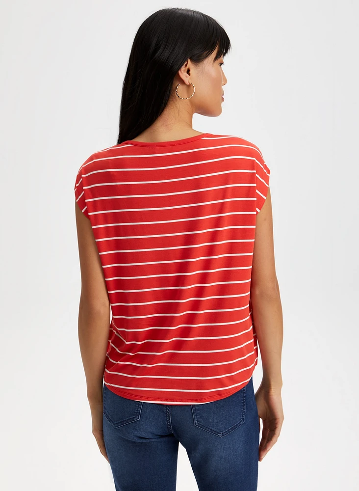 Stripe Print Two-Tone Top
