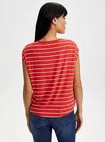 Stripe Print Two-Tone Top
