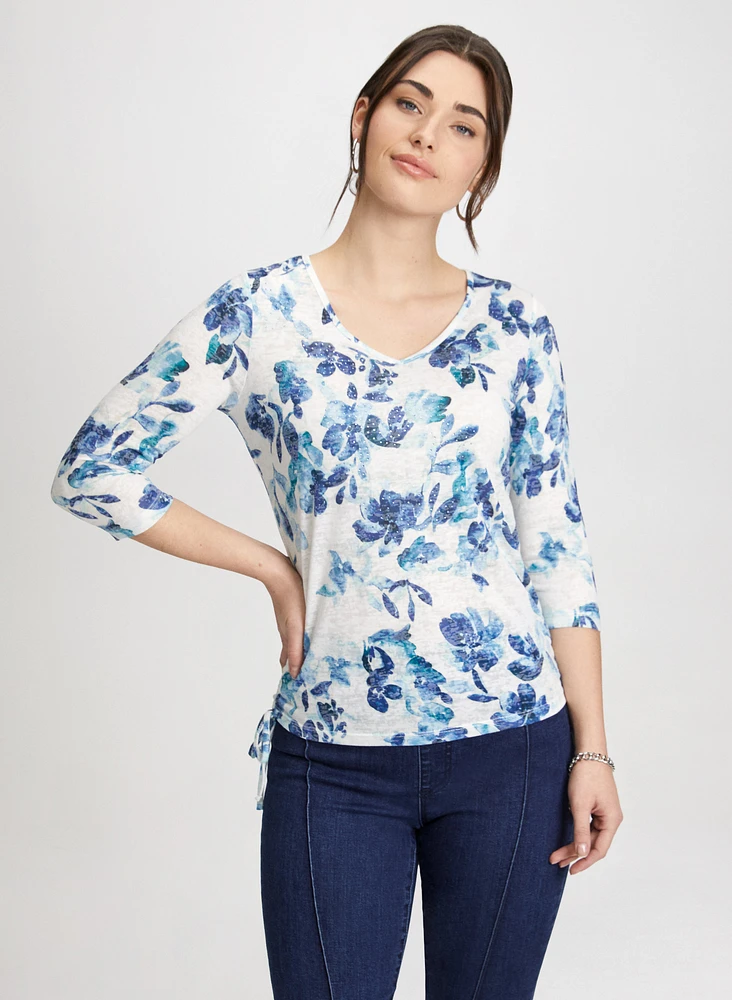 Floral Tied Hem Top