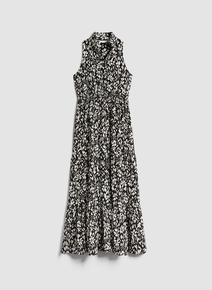 Robe maxi sans manches à col montant