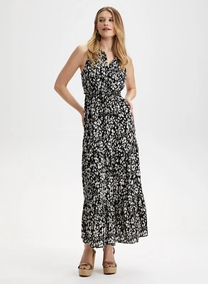 Robe maxi sans manches à col montant