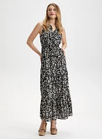 Robe maxi sans manches à col montant