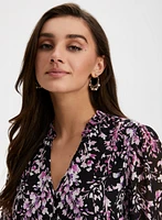 Floral Print Split Neck Blouse