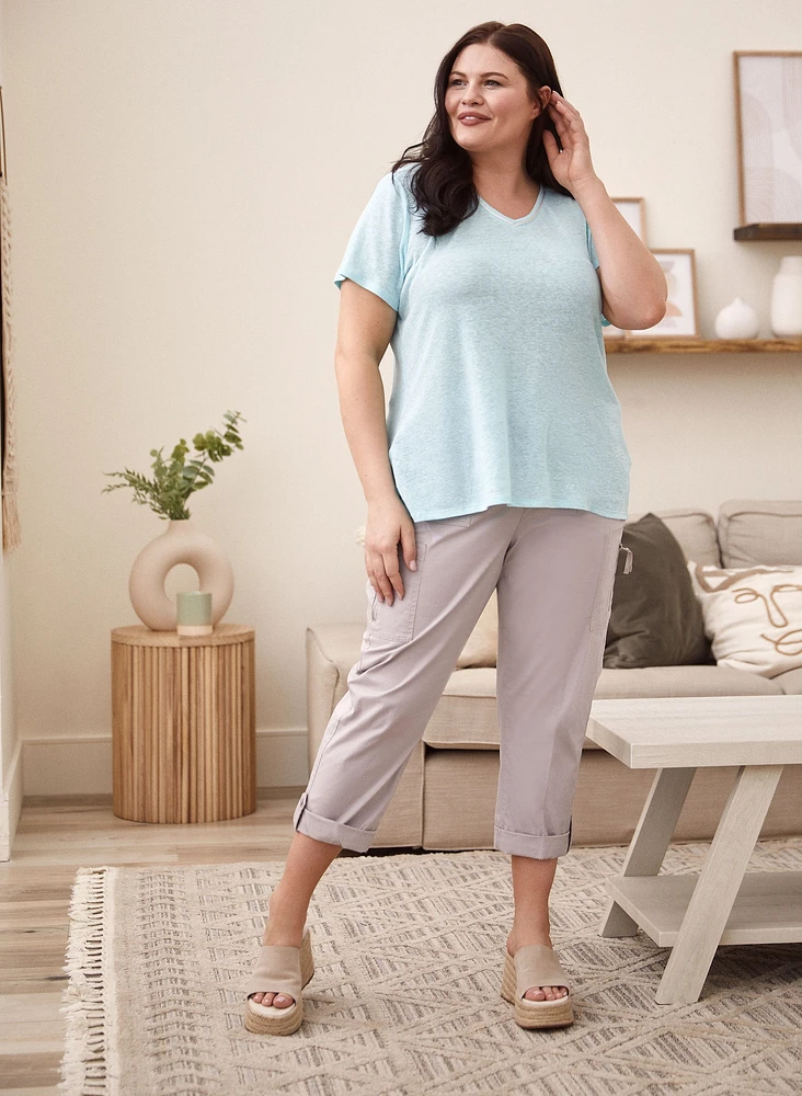 Zipper Detail Cargo Capris
