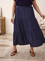 Jupe paysanne en tencel imitation denim