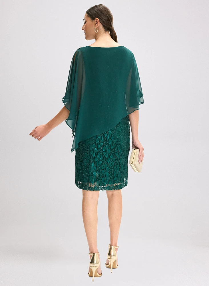 Lace & Sequin Poncho Dress