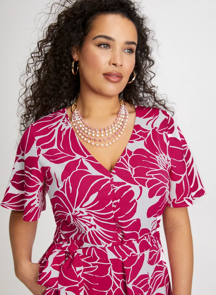 Floral Self-Tie Sash Dress