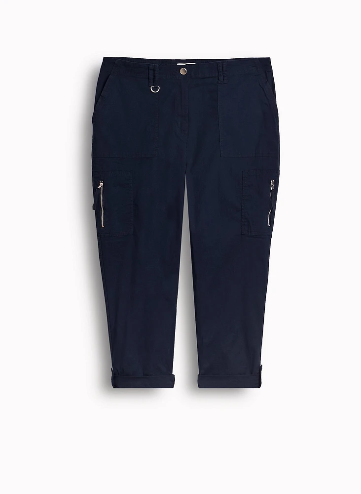 Zipper Detail Cargo Capris