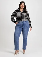 Striped Blouse & Straight Leg Jeans