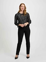 Metallic Print Blouse & Signature Fit Pants