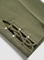 Lace-Up Detail Capri Pants
