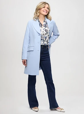 Button Front Tricotine Coat & Bootcut Jeans