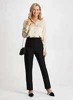 Satin Shirt & Slim Leg Pants