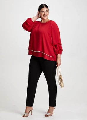 Tiered Sleeve Blouse & Straight Leg Pants