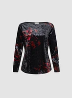 Velvet Floral Motif Top