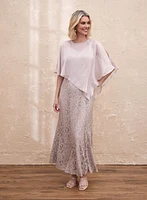 Sequined Lace Removable Poncho Dress