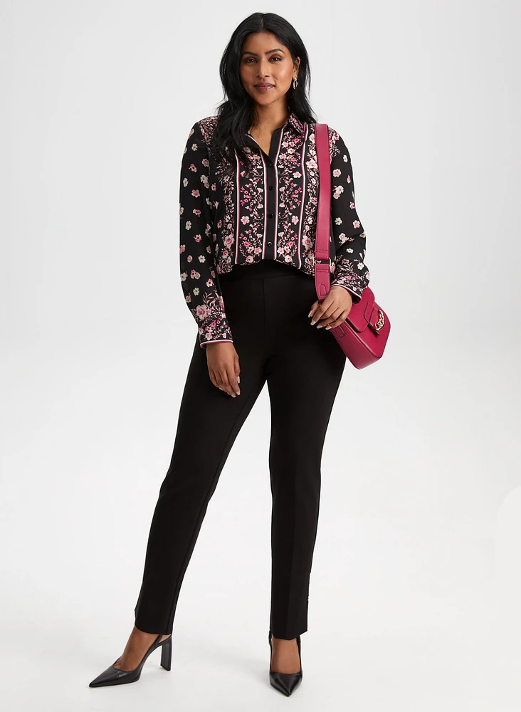 Floral Border Print Blouse