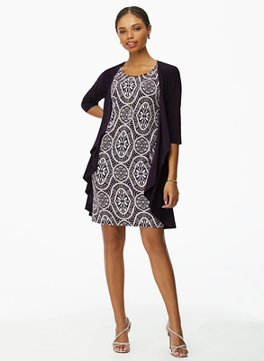 Ensemble robe à motif cachemire et cardigan