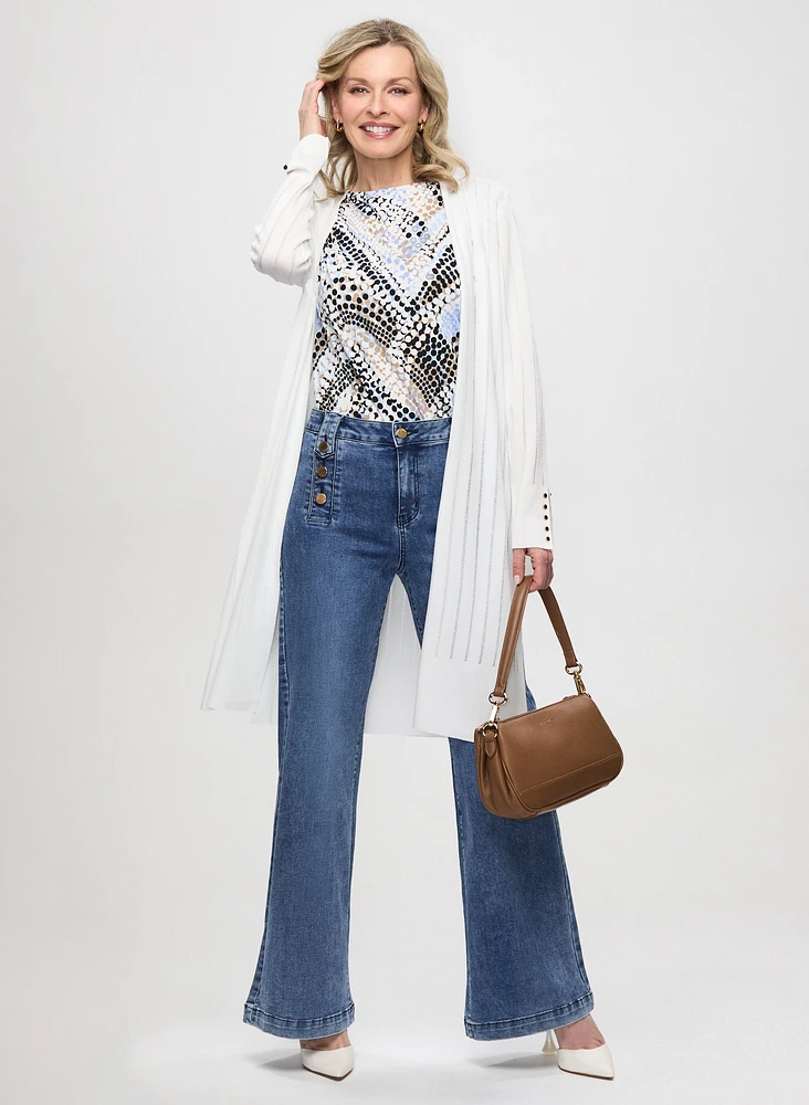 Pointelle Knit Cardigan &  Wide Leg Jeans