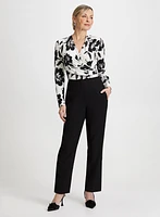 Wrap-Style Top & Slim Leg Pants