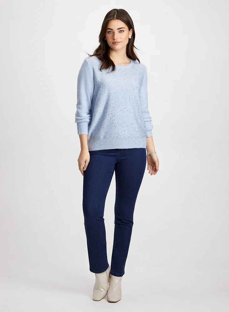 Knit Sequin Sweater & Pull-On Jeans