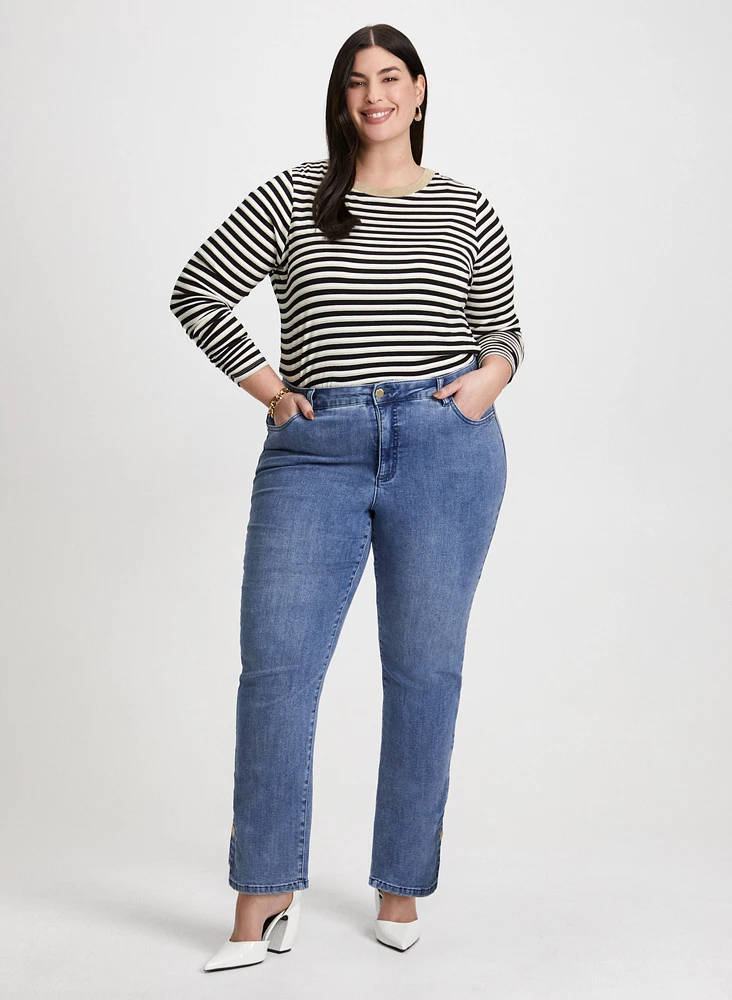 Striped Top & Straight Leg Jeans