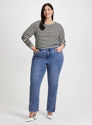 Striped Top & Straight Leg Jeans