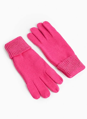 Gants en tricot avec revers à strass