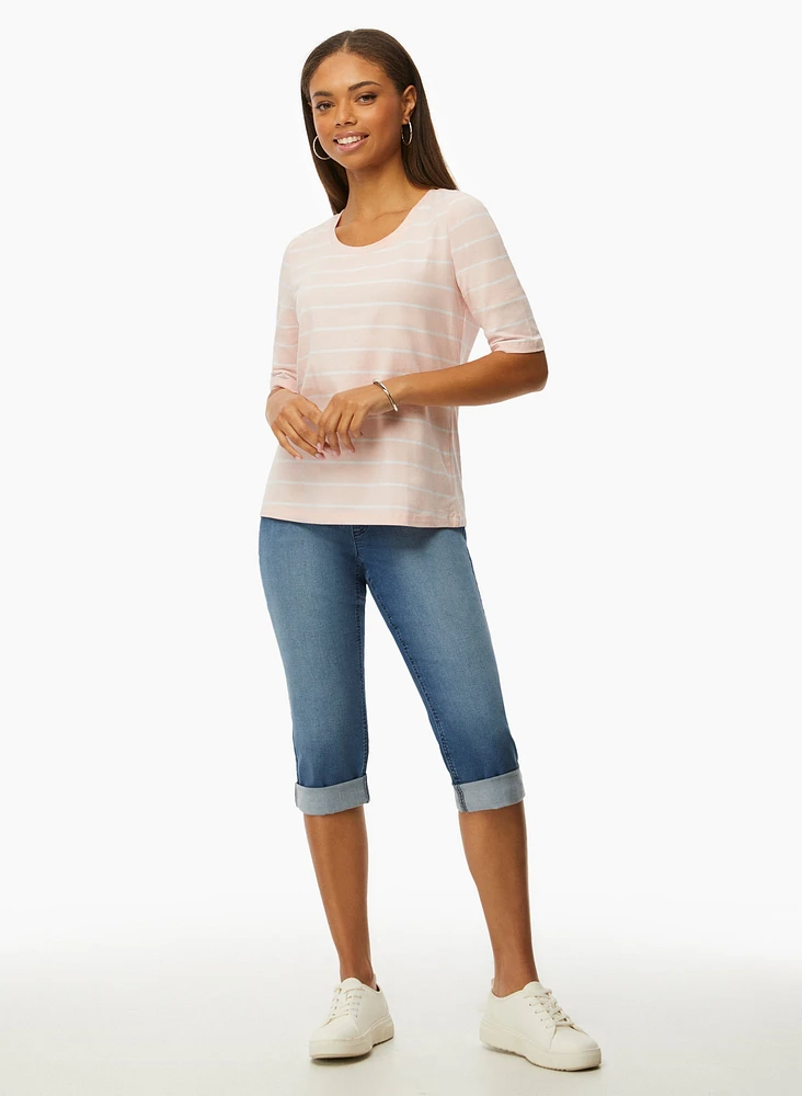 Capri en denim avec ourlets à revers