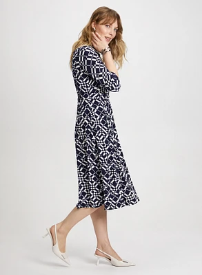 Robe midi à motif géométrique