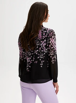 Floral Print Split Neck Blouse